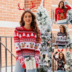 Popular Jacquard Casual Pullover Christmas Sweater Women's Lazy Autumn and Winter Women's Knitted Sweater