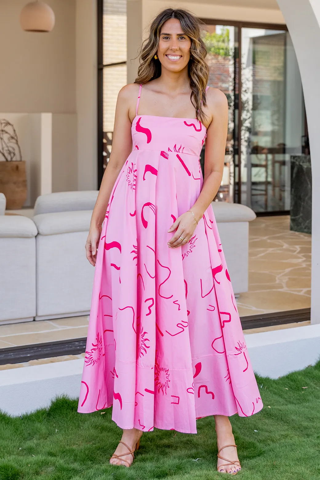 Portafino Maxi Dress Dali Print Pink