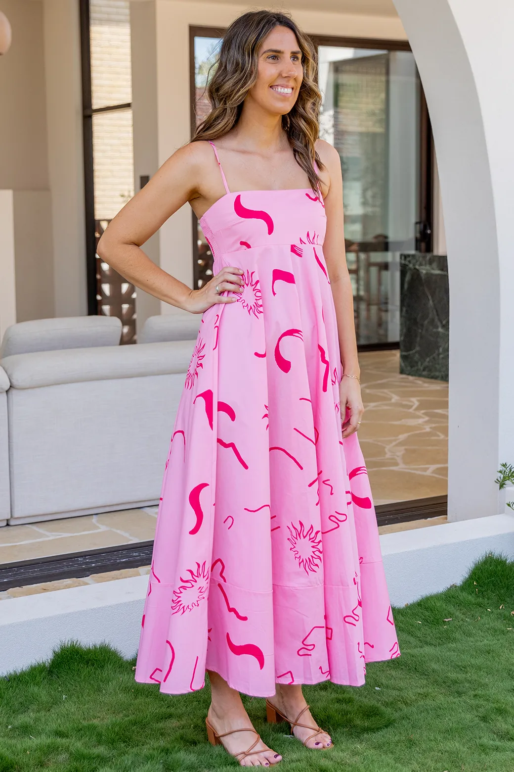 Portafino Maxi Dress Dali Print Pink