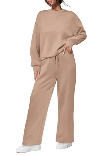 PRETTYGARDEN Women's 2 Piece Outfits 2023 Fall Long Sleeve Pullover Tops And Long Pants Lounge Sets Tracksuit