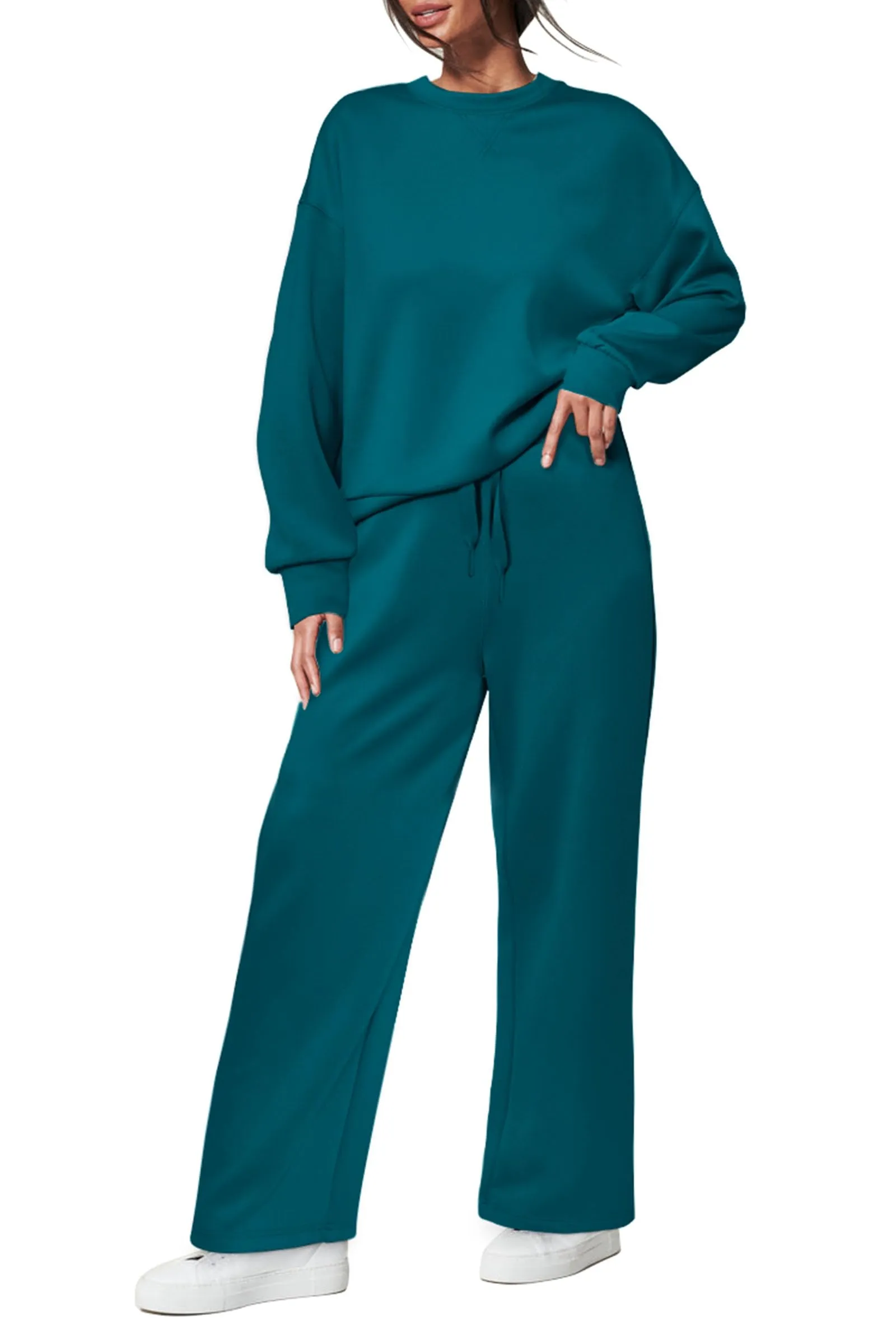 PRETTYGARDEN Women's 2 Piece Outfits 2023 Fall Long Sleeve Pullover Tops And Long Pants Lounge Sets Tracksuit