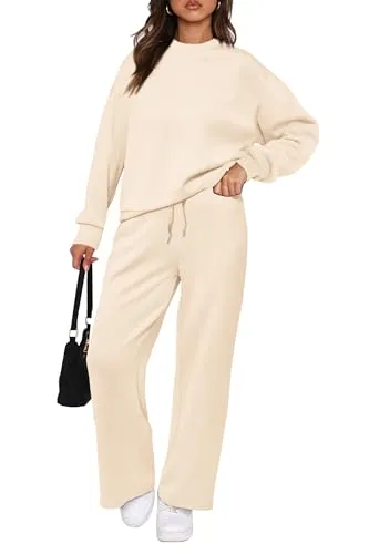 PRETTYGARDEN Women's 2 Piece Outfits 2023 Fall Long Sleeve Pullover Tops And Long Pants Lounge Sets Tracksuit