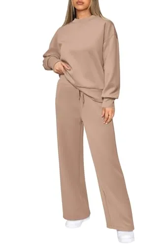 PRETTYGARDEN Women's 2 Piece Outfits 2023 Fall Long Sleeve Pullover Tops And Long Pants Lounge Sets Tracksuit