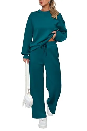 PRETTYGARDEN Women's 2 Piece Outfits 2023 Fall Long Sleeve Pullover Tops And Long Pants Lounge Sets Tracksuit