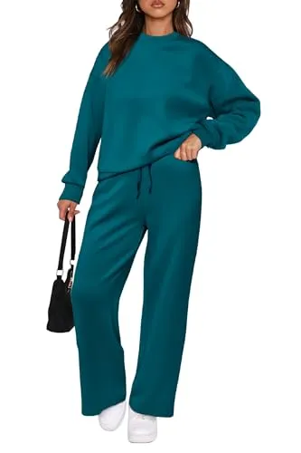 PRETTYGARDEN Women's 2 Piece Outfits 2023 Fall Long Sleeve Pullover Tops And Long Pants Lounge Sets Tracksuit