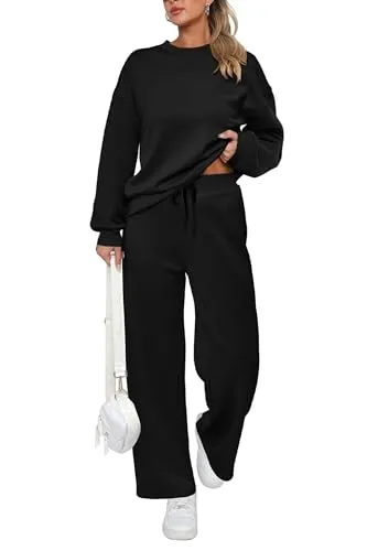 PRETTYGARDEN Women's 2 Piece Outfits 2023 Fall Long Sleeve Pullover Tops And Long Pants Lounge Sets Tracksuit