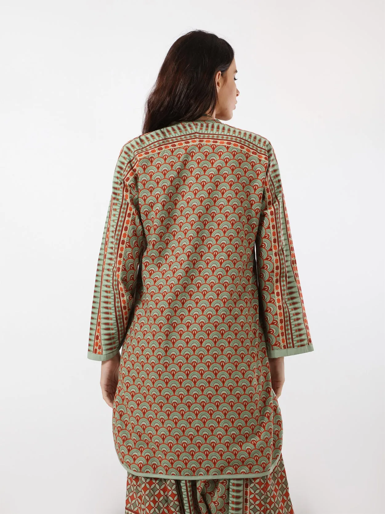 Printed cotton short tunic-dress