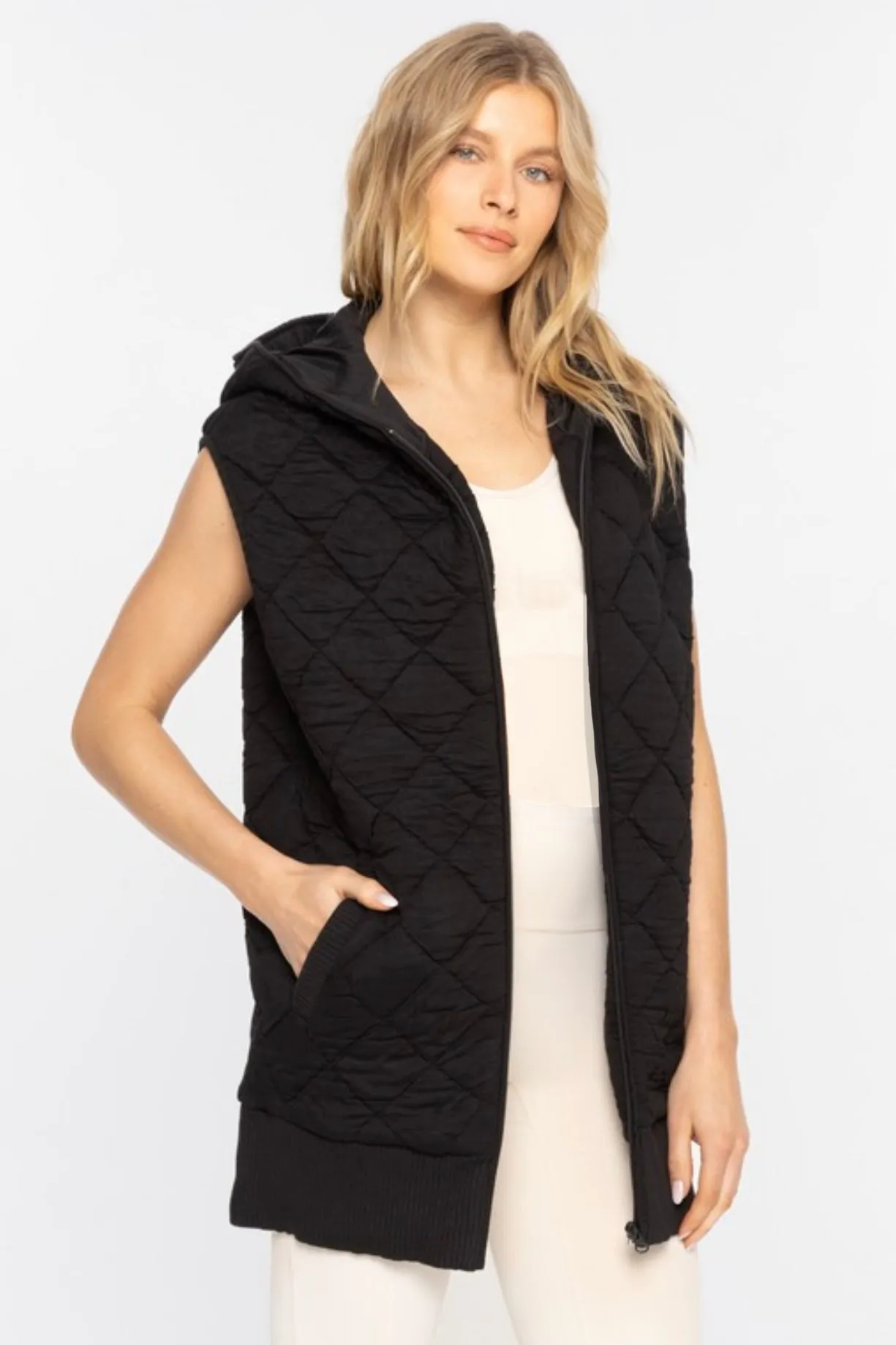 Quilted Hooded Zip Vests - 3 Colors!