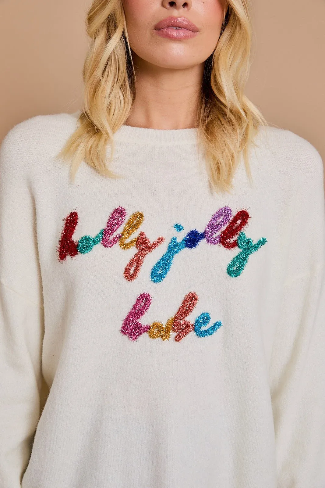 "Holly Jolly Babe" Sweater (Cream)