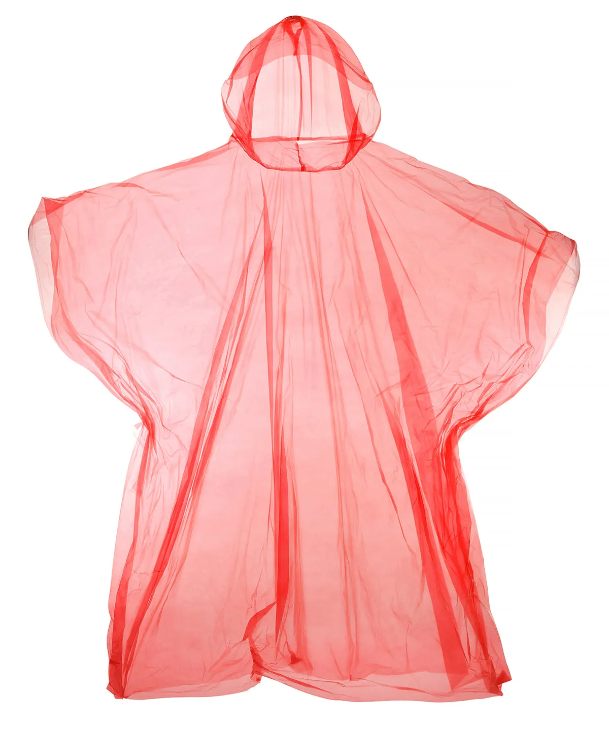 Red - Emergency hooded plastic poncho