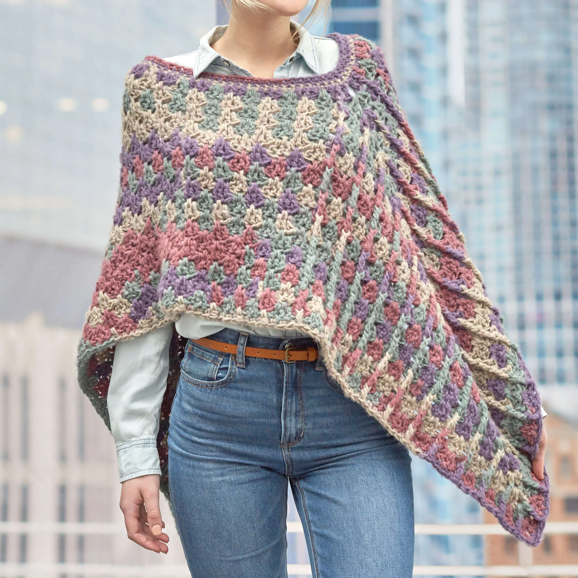 Red Heart Crochet Mountain Breeze Poncho