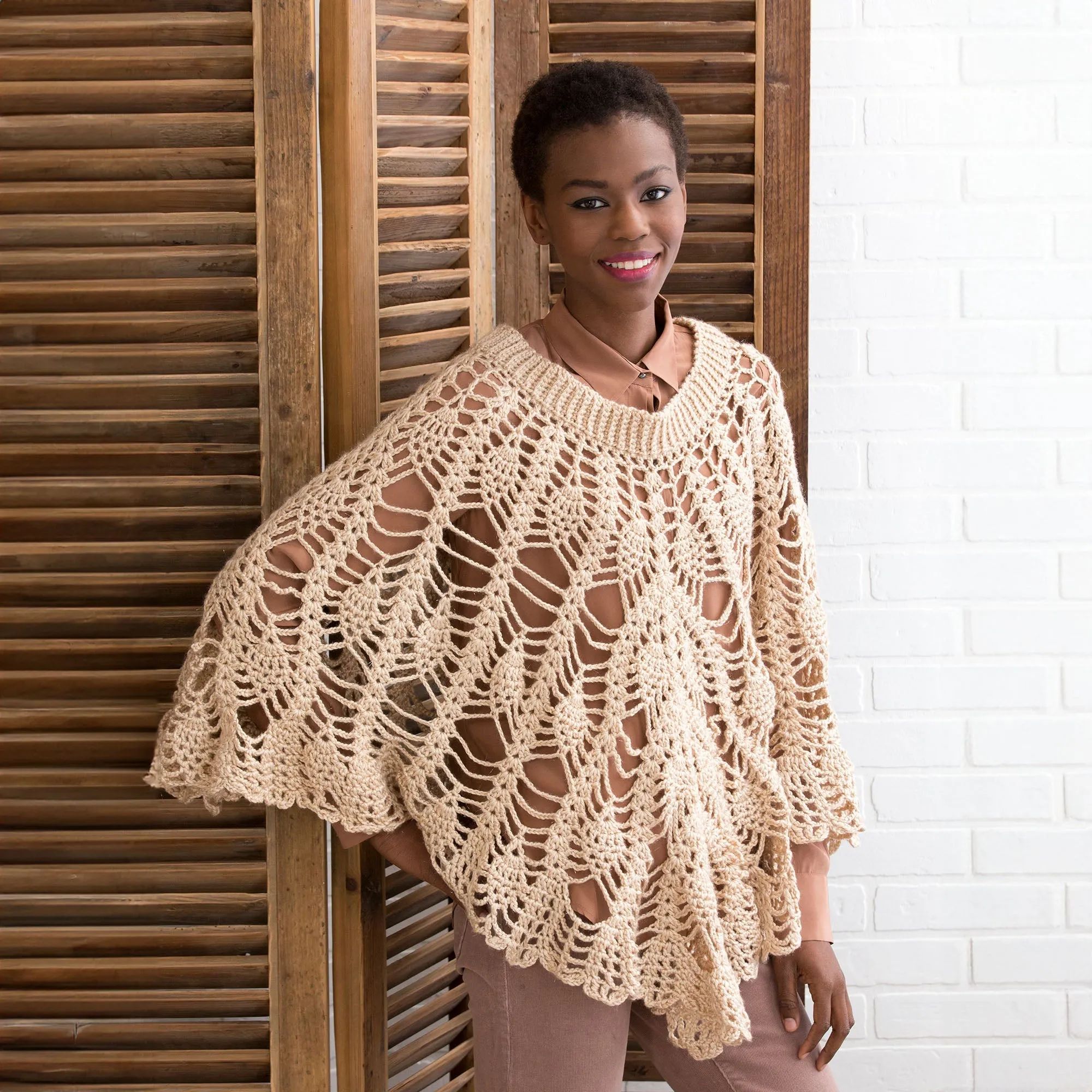 Red Heart Crochet Poetry Poncho