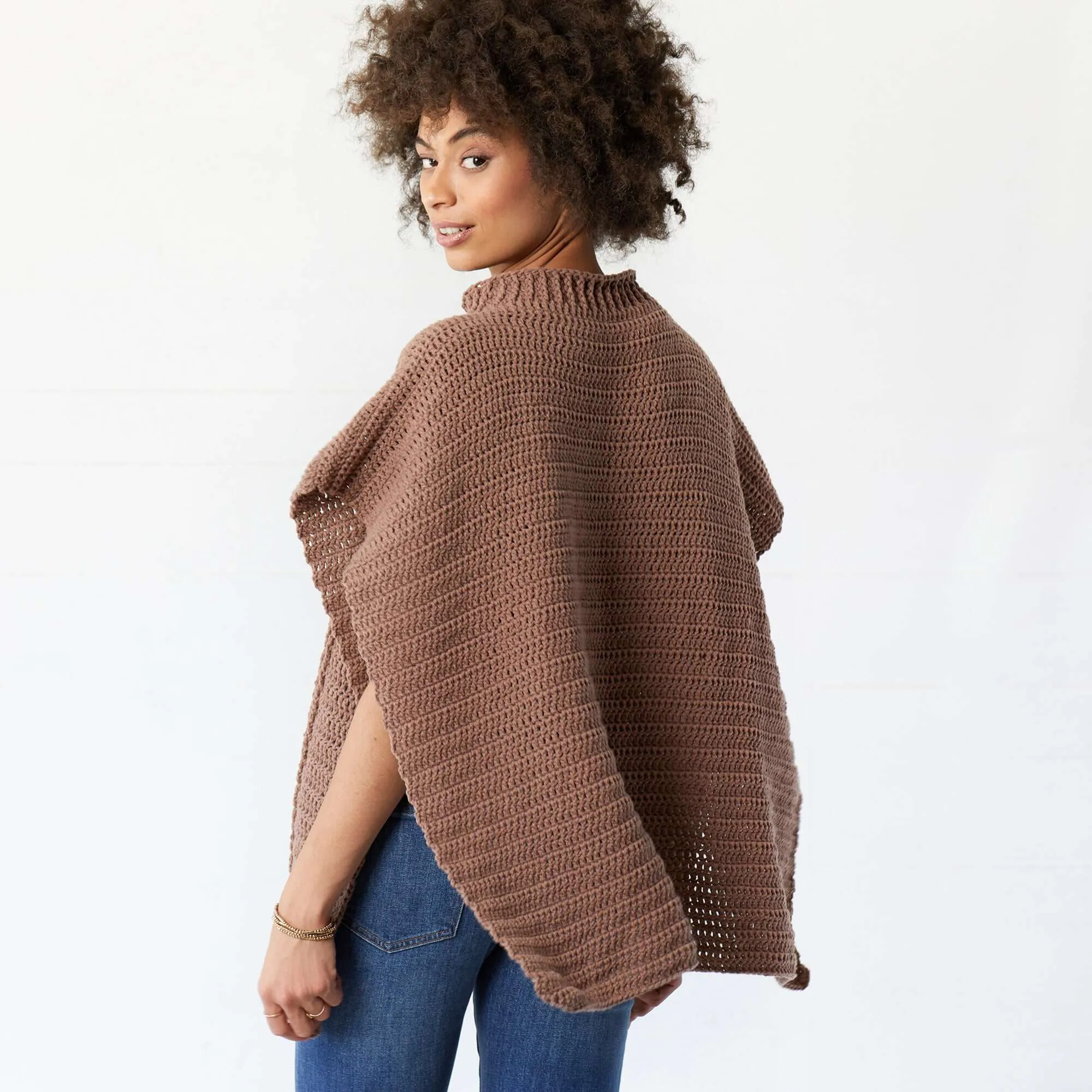 Red Heart Crochet Transitions Cabled Poncho