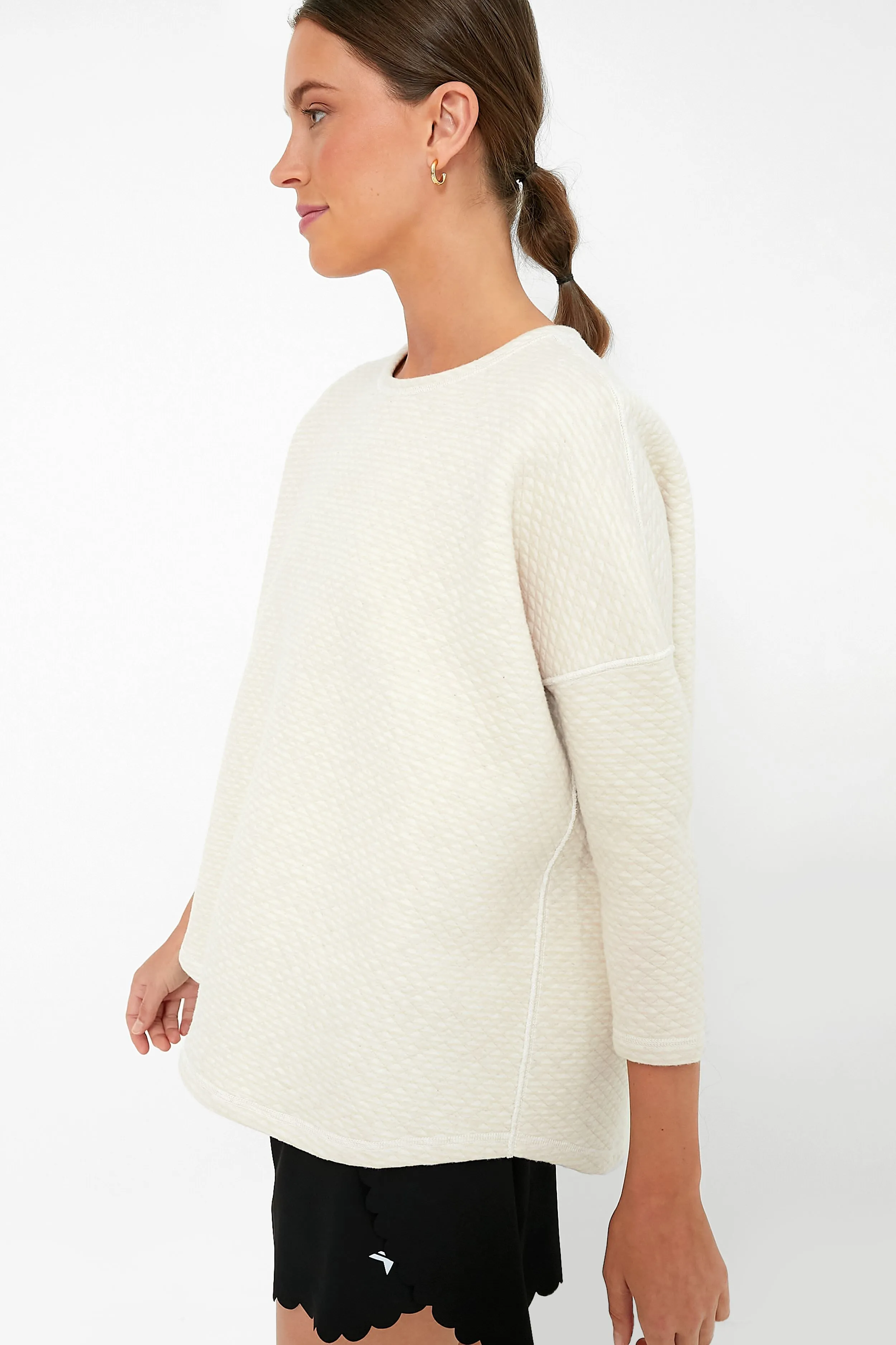 Reversible Heathered Ivory Ally Swing Sweatshirt