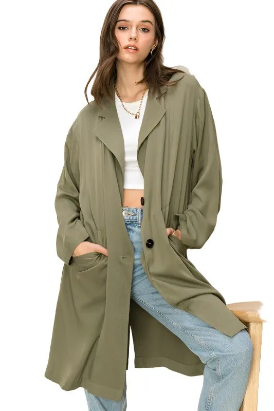 Right Round Button Front Oversized Coat