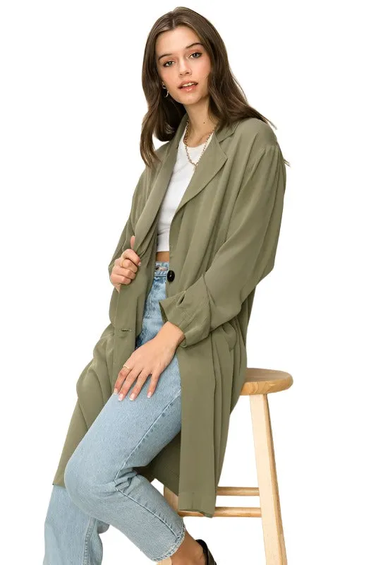 Right Round Button Front Oversized Coat