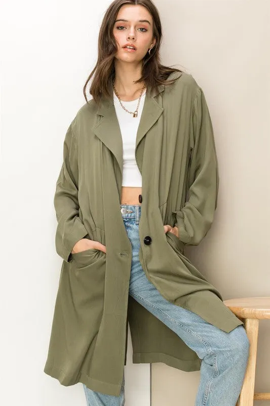 Right Round Button Front Oversized Coat