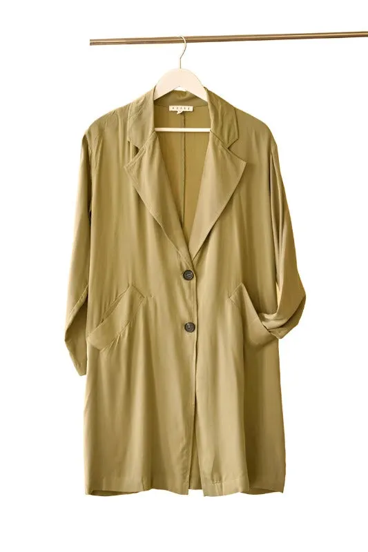 Right Round Button Front Oversized Coat