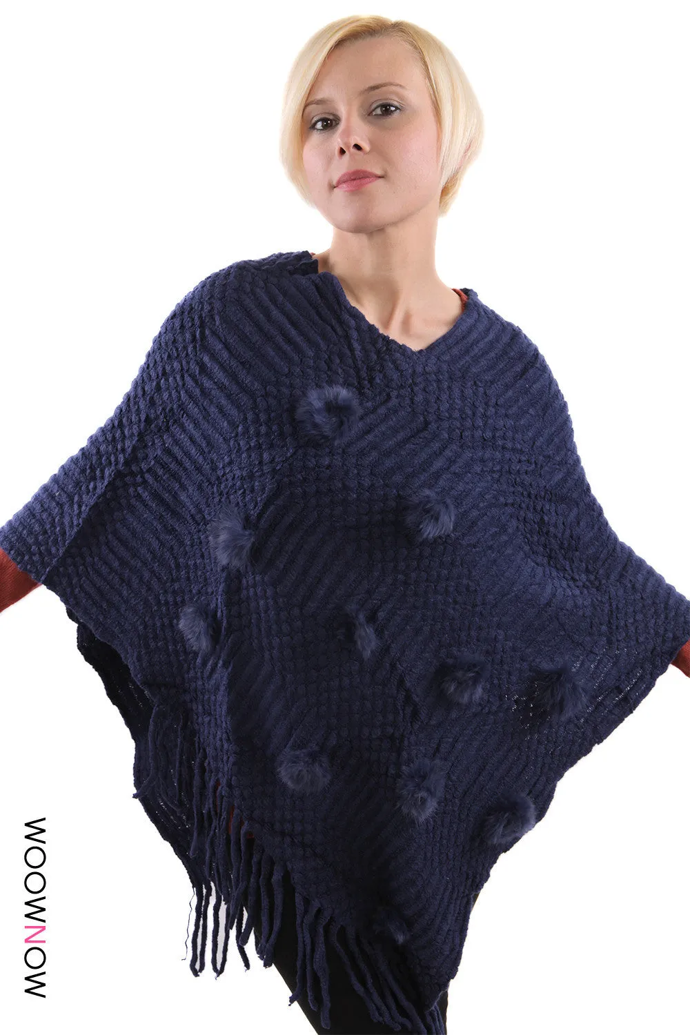 Rivera Tassel Knit Poncho