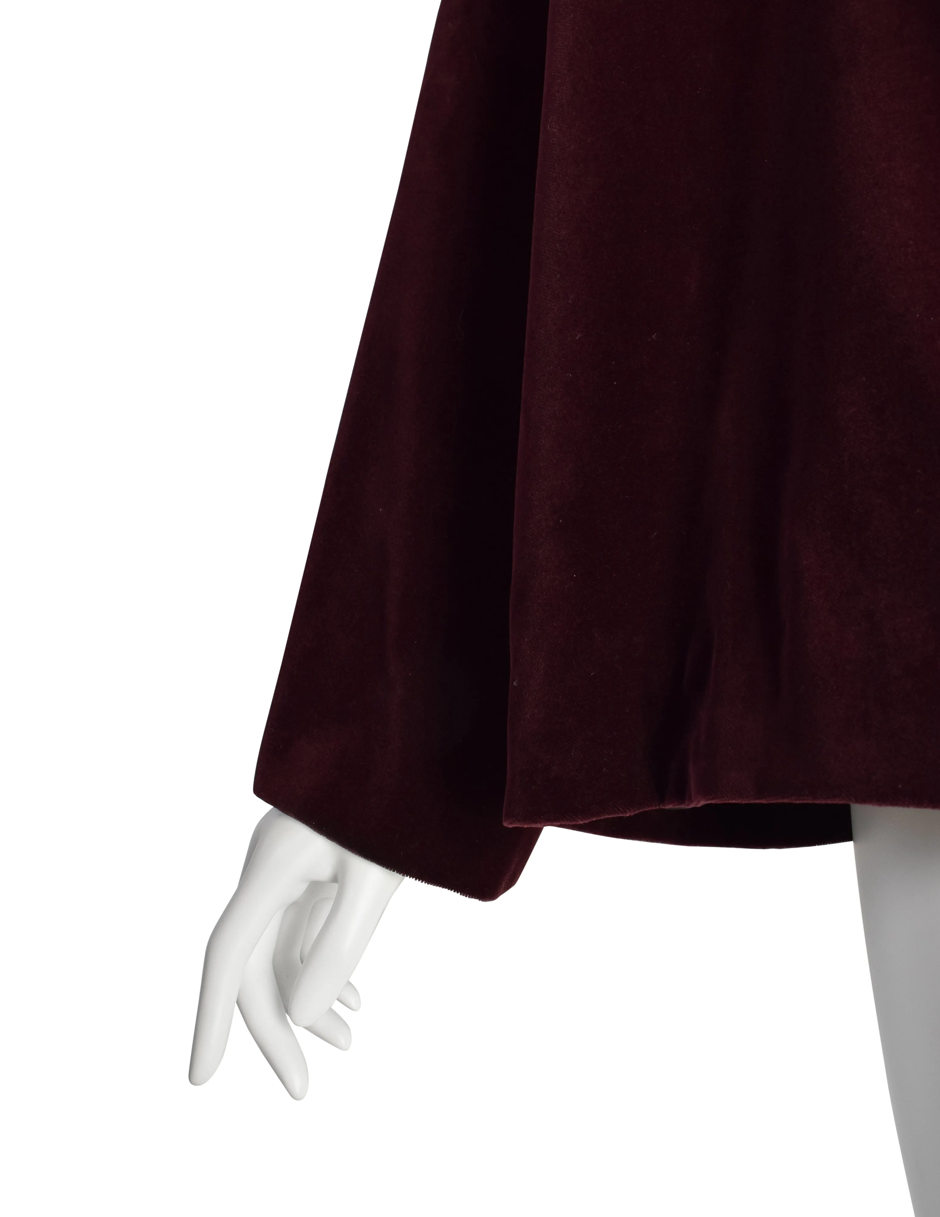 Romeo Gigli Vintage AW 1989 Burgundy Velvet Embellished Shawl Collar Cropped Coat