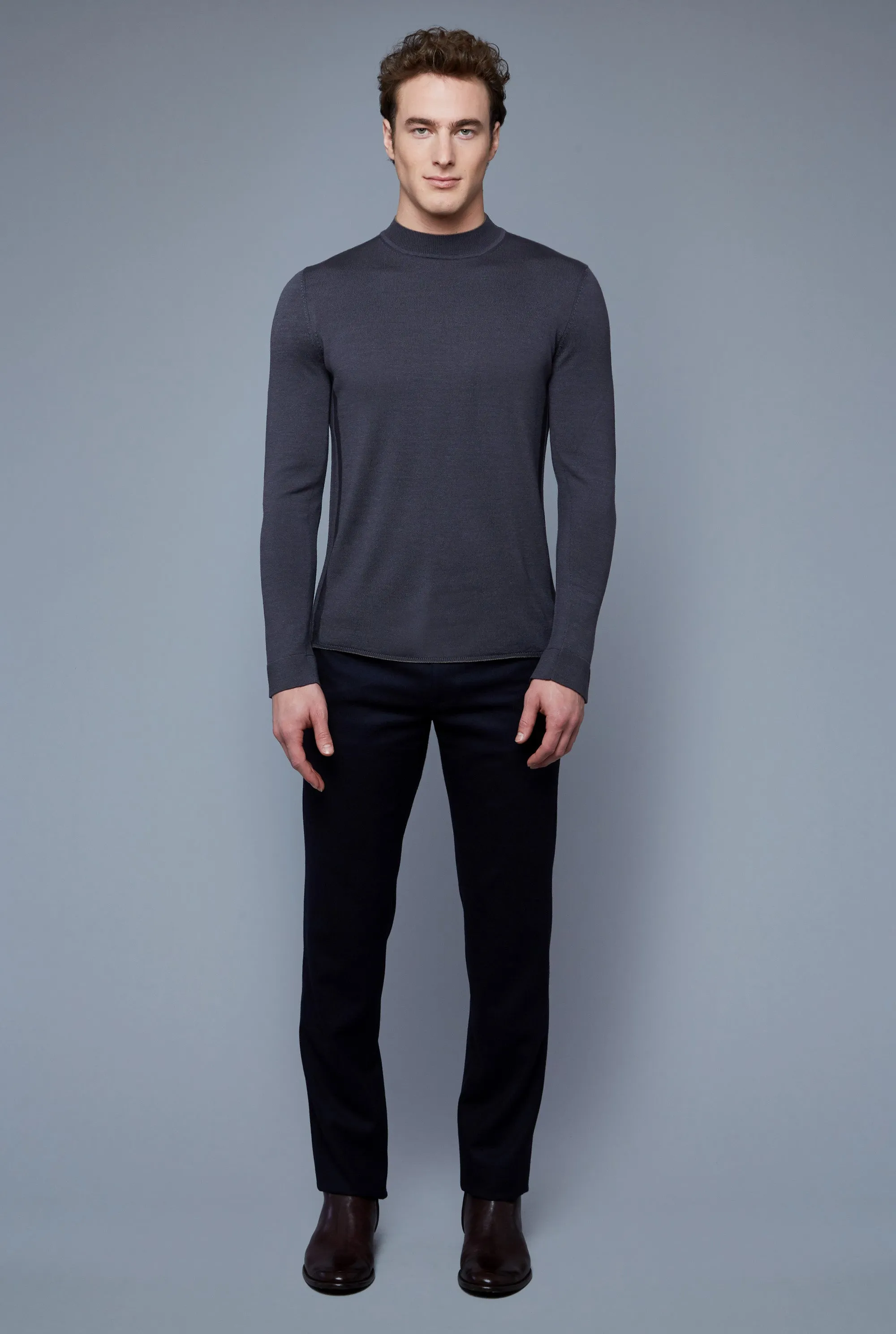 Royal Neck Sweater Tee | Anthracite