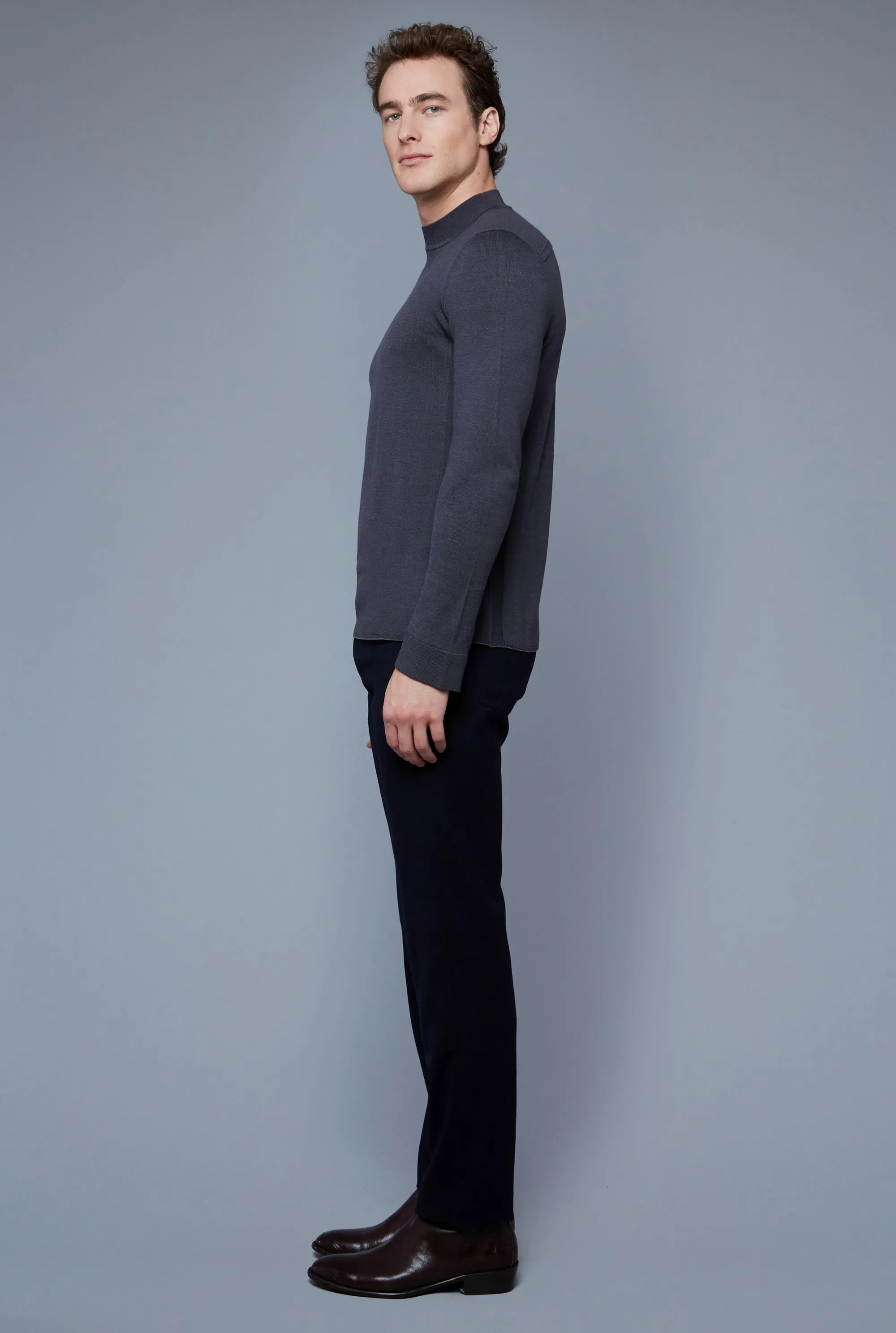 Royal Neck Sweater Tee | Anthracite