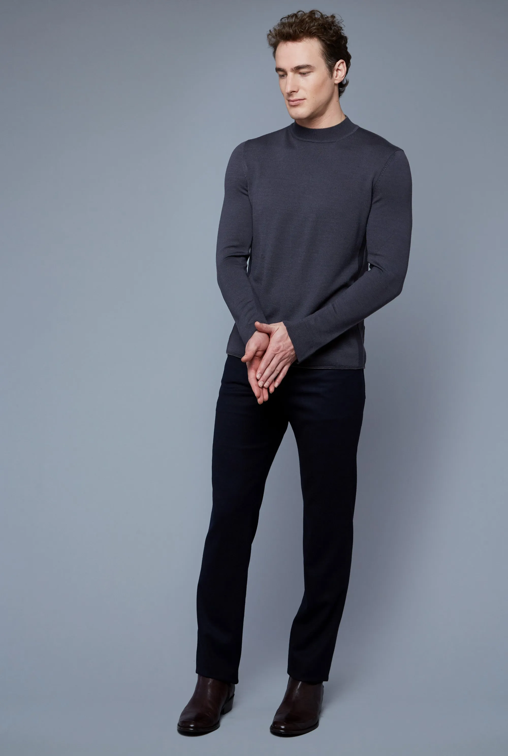 Royal Neck Sweater Tee | Anthracite