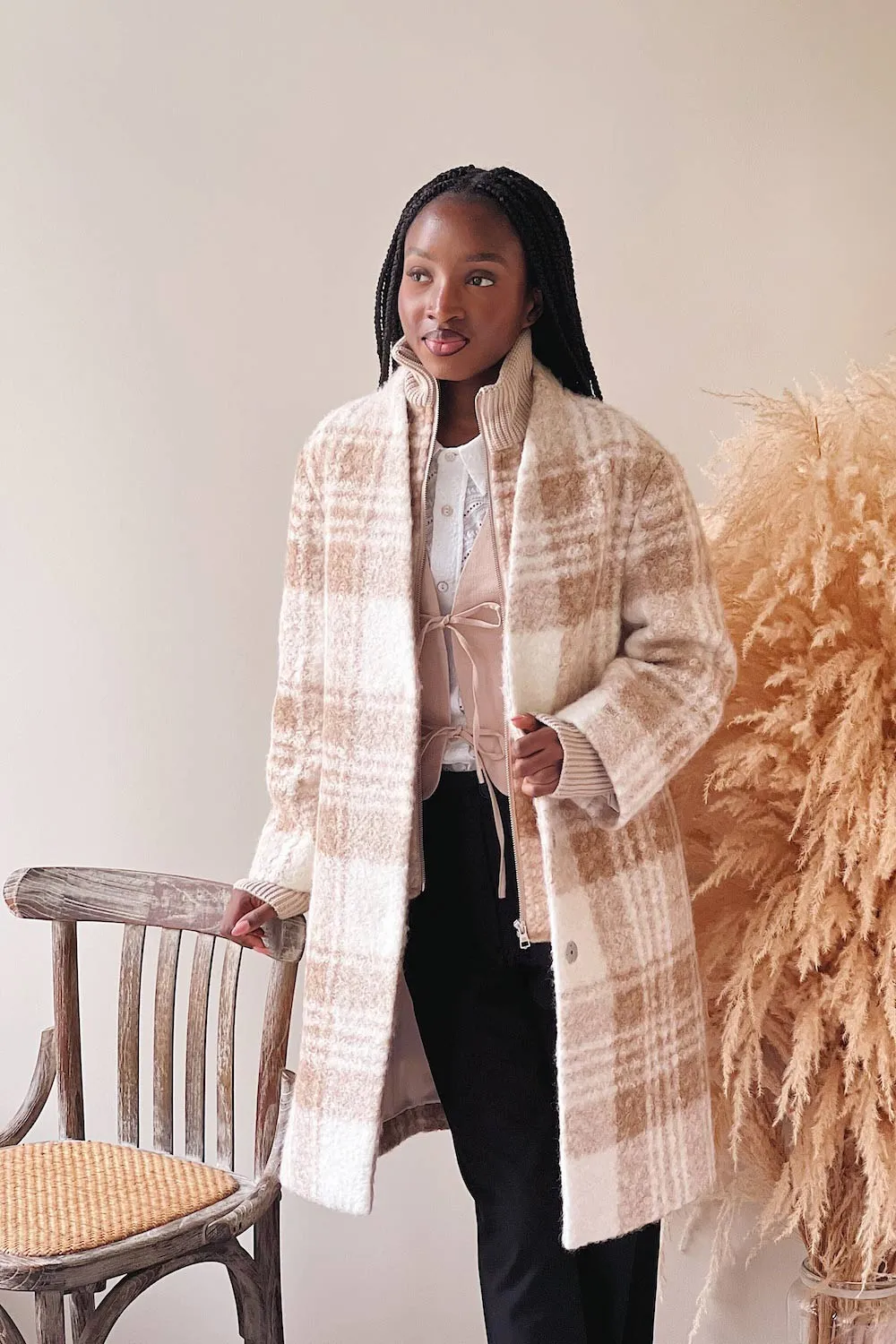 Samentha | Plaid Felt Coat