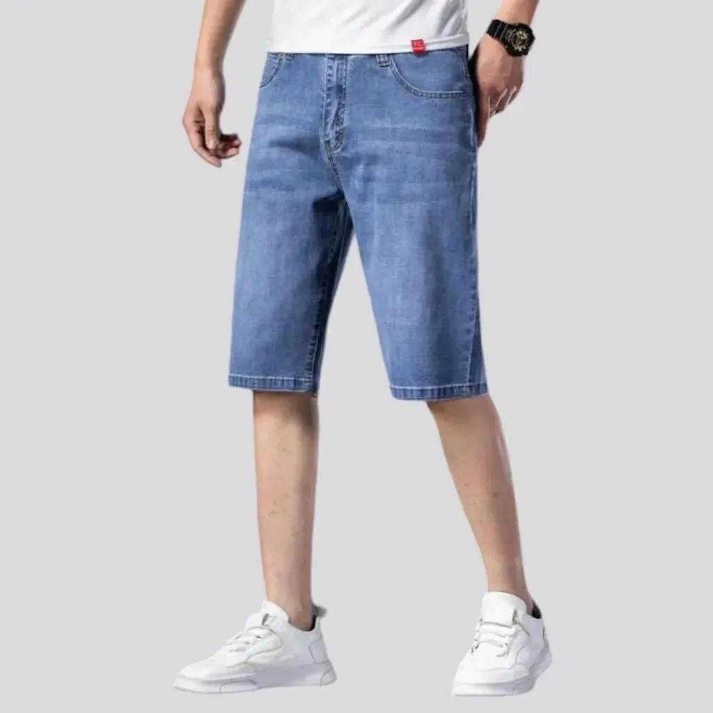 Sanded straight men's jean shorts