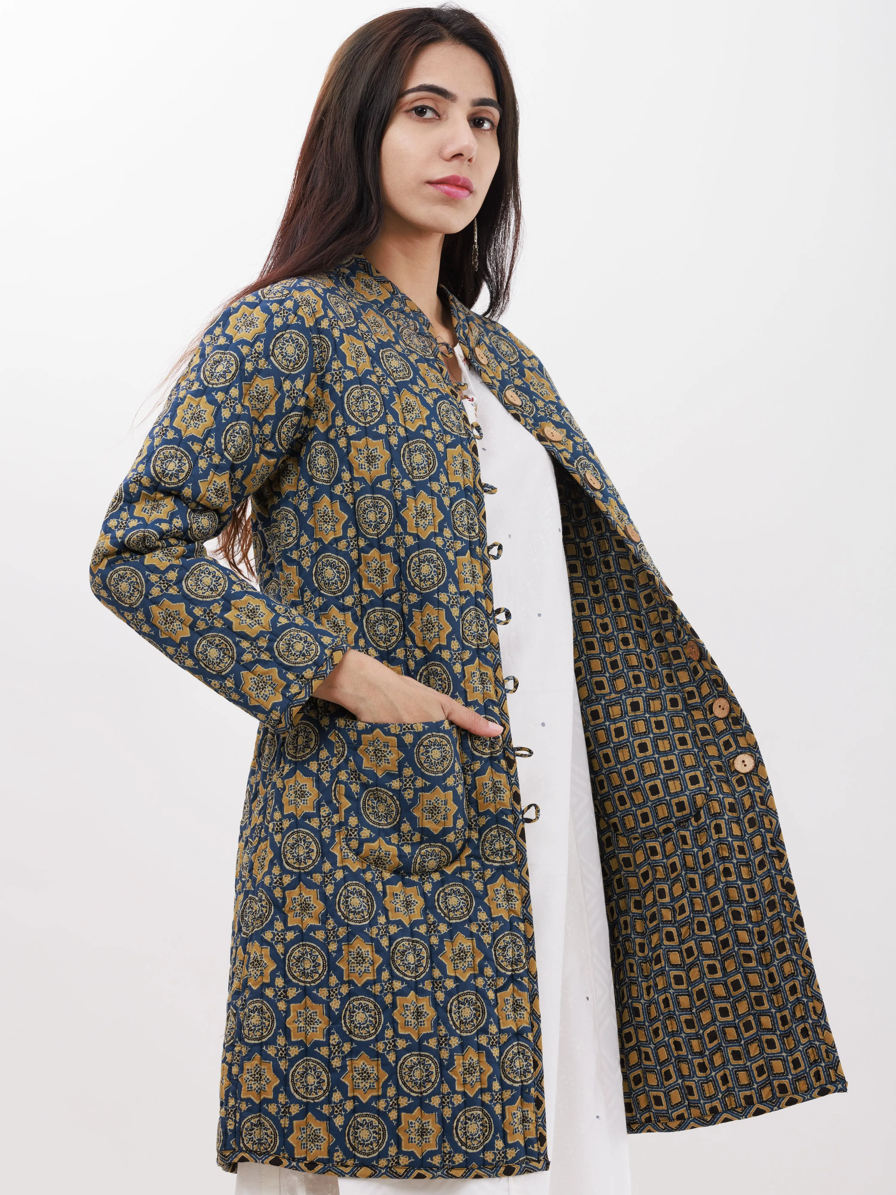 Shishir Neha Ajrakh Quilted Reversible Jacket