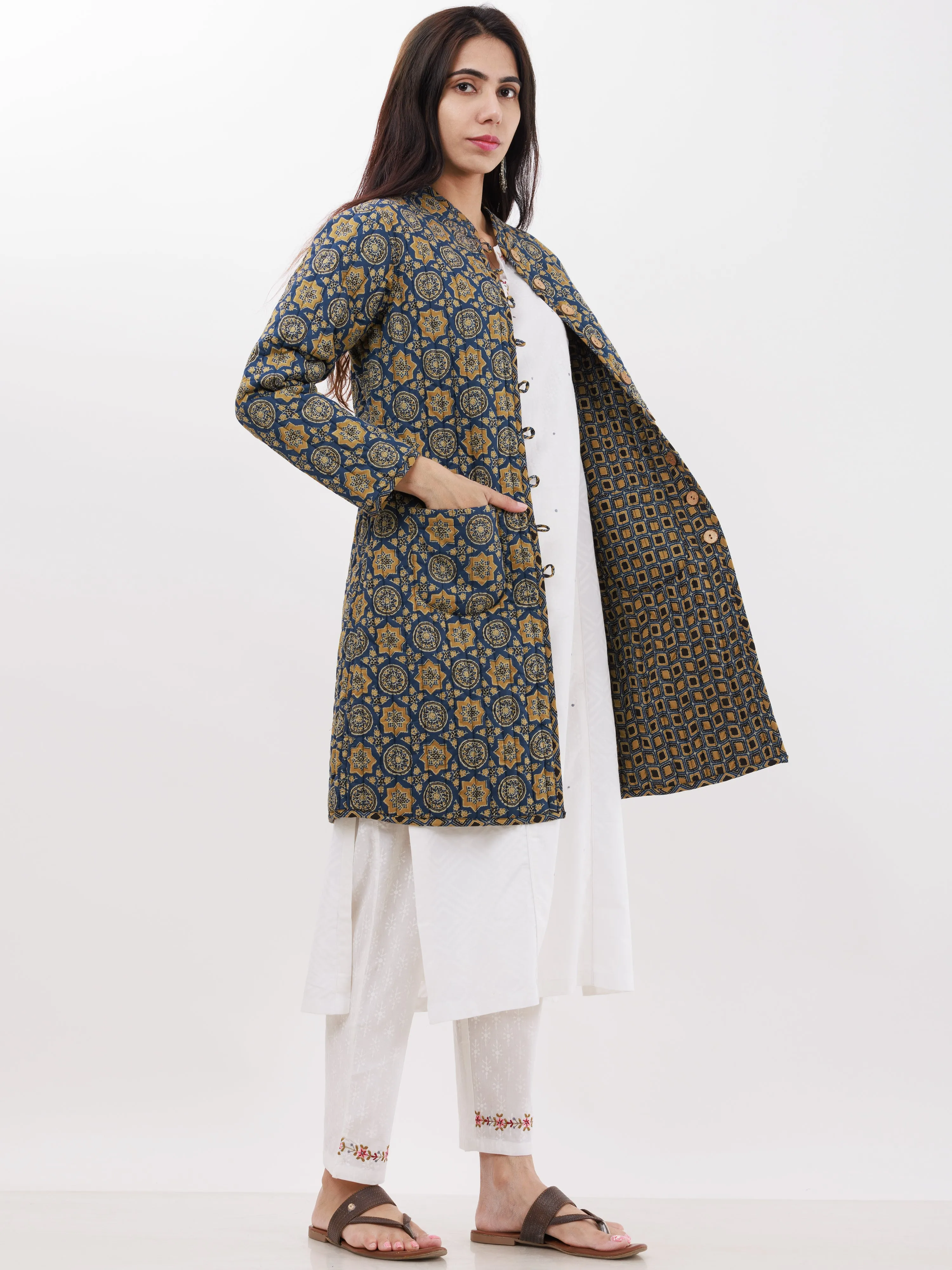 Shishir Neha Ajrakh Quilted Reversible Jacket