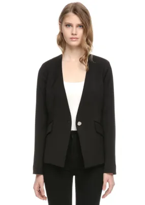 Soia & Kyo- IMMA Collarless Slim Fit Blazer in Black