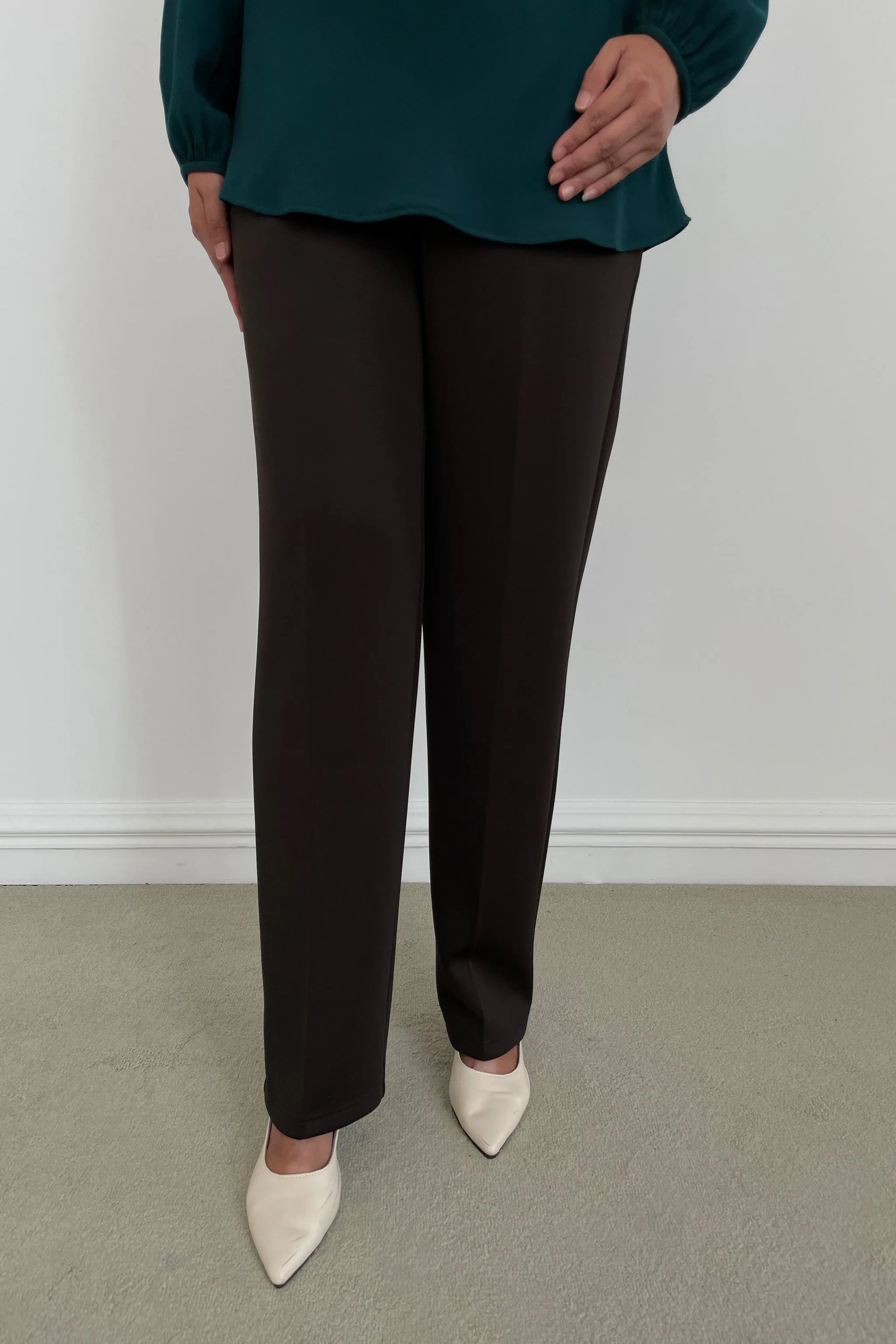 Stretchable Office Pants without Zipper - Brown