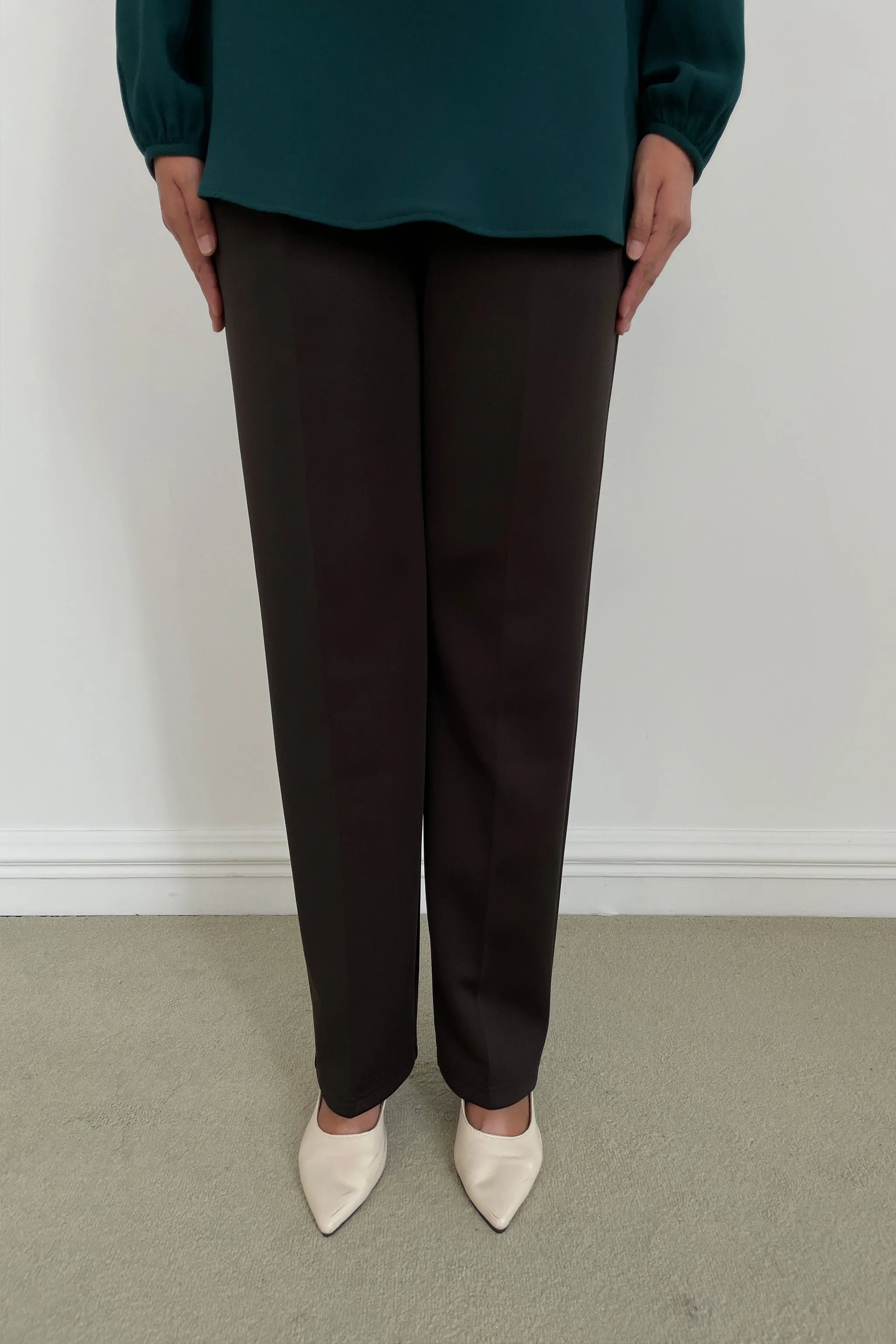 Stretchable Office Pants without Zipper - Brown