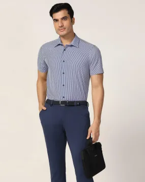 TechPro Formal Half Sleeve Blue Stripe Shirt - Vega