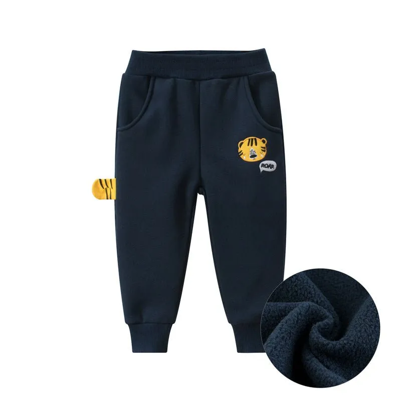 Toddler Boy's Dark Blue Tiger Design Pants