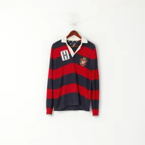 Tommy Hilfiger Men S Jumper Red Navy Striped Cotton Long Sleeve Polo Sweater