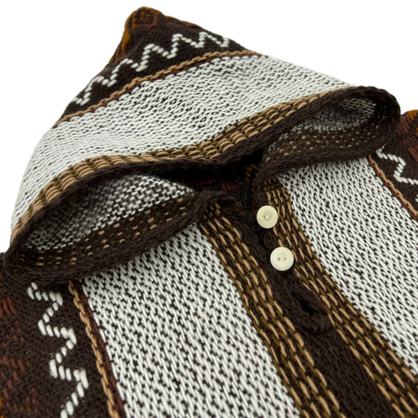 Tumbucutza - Llama Wool Unisex South American Handwoven Hooded Poncho - brown with diamonds pattern