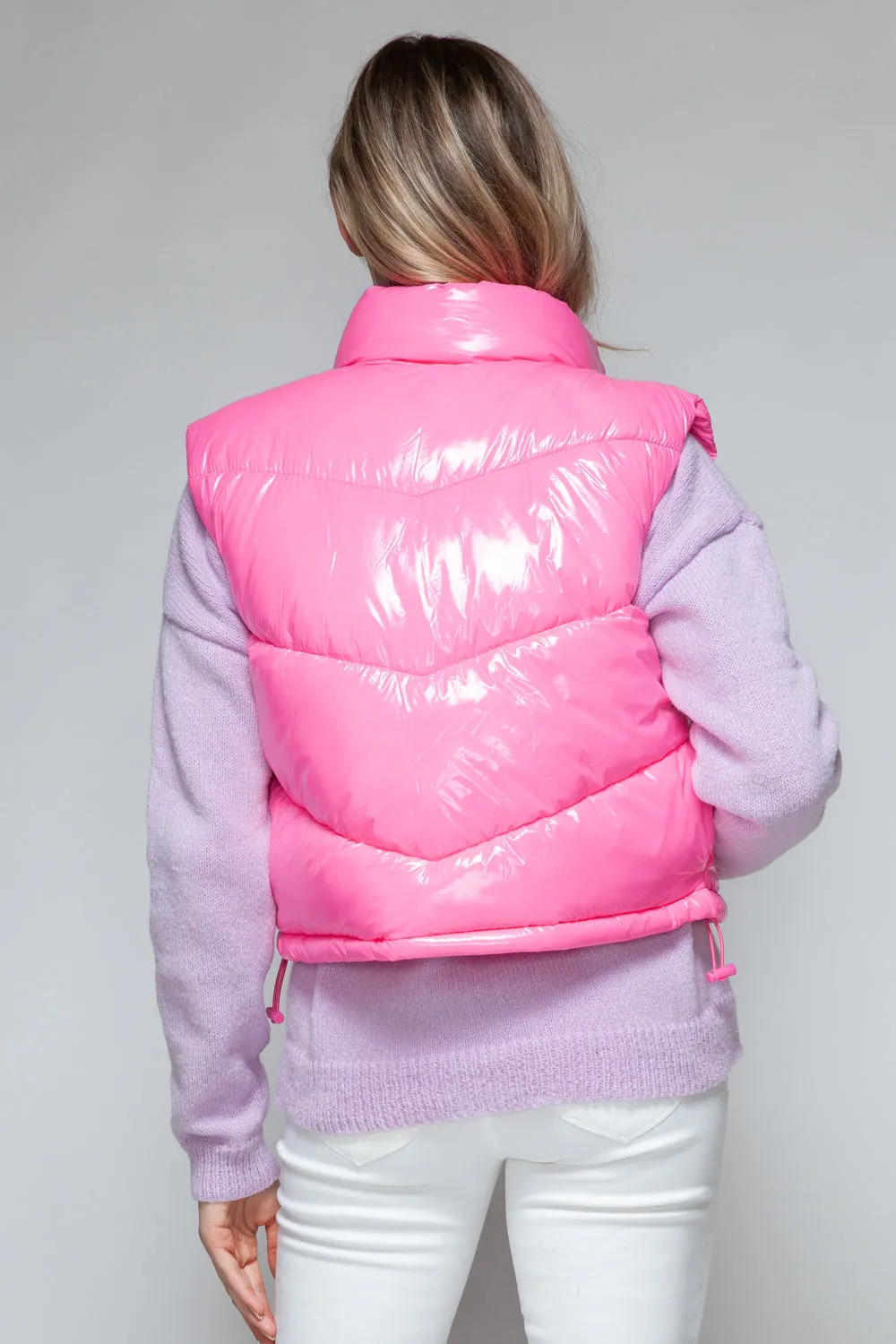 Turtleneck Shiny Quilted Vest