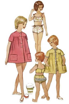 Uncut 1961 Simplicity 3956 Vintage Child's Swimsuit & Beach Cover Up Pattern