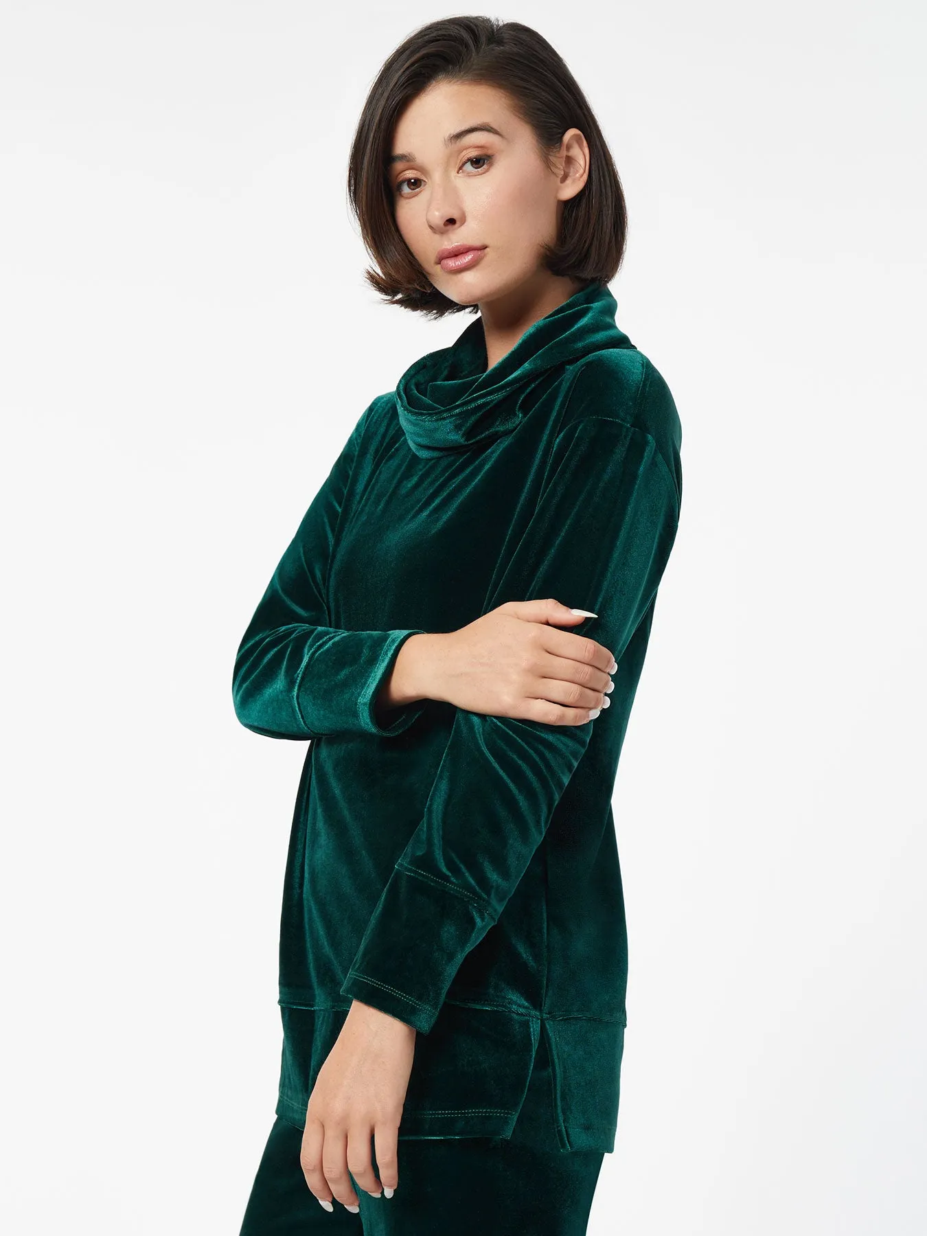 Velour Cowl Neck Tunic