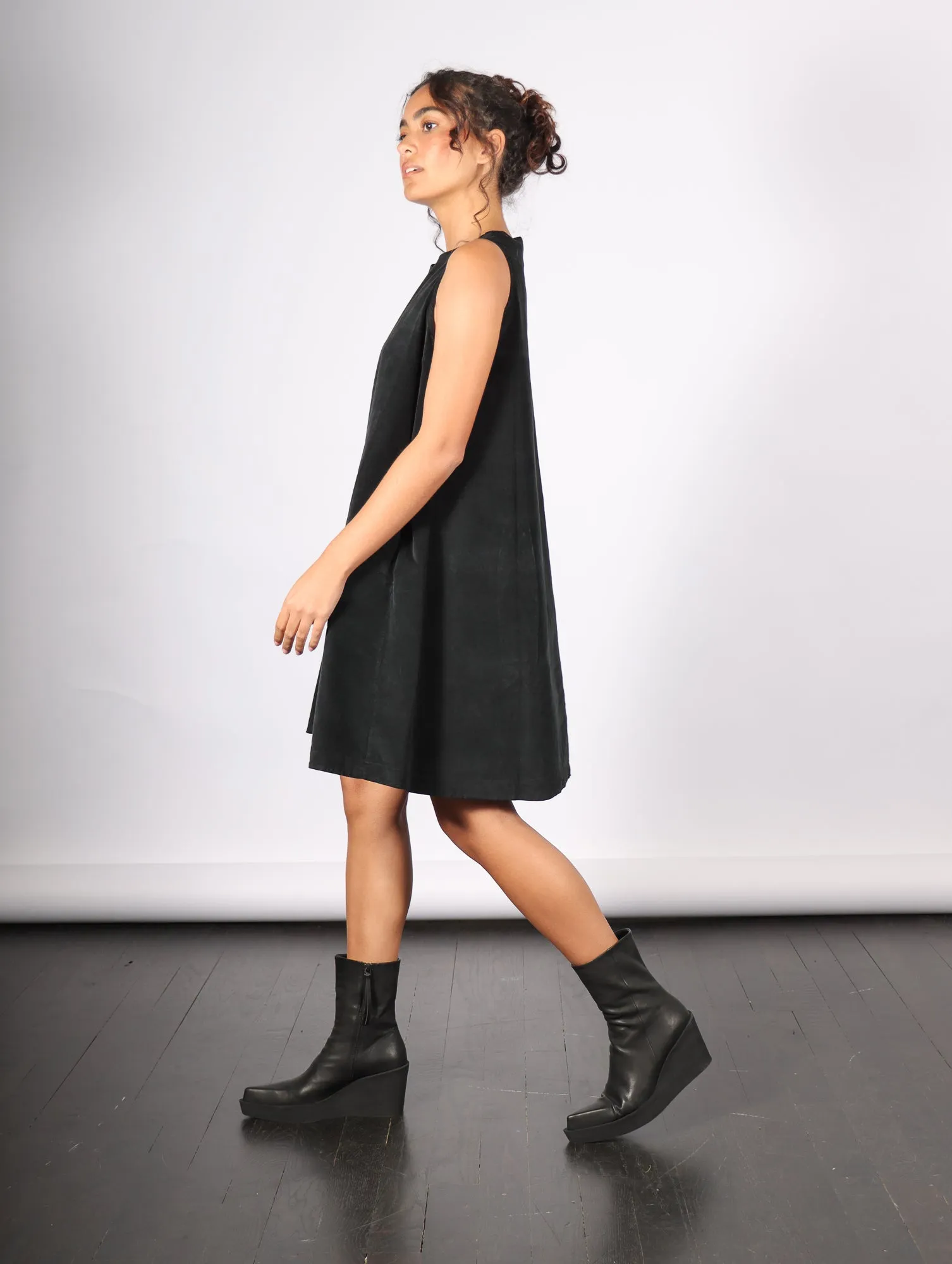 Velvet Sleeveless Dress in Black by Album Di Famiglia