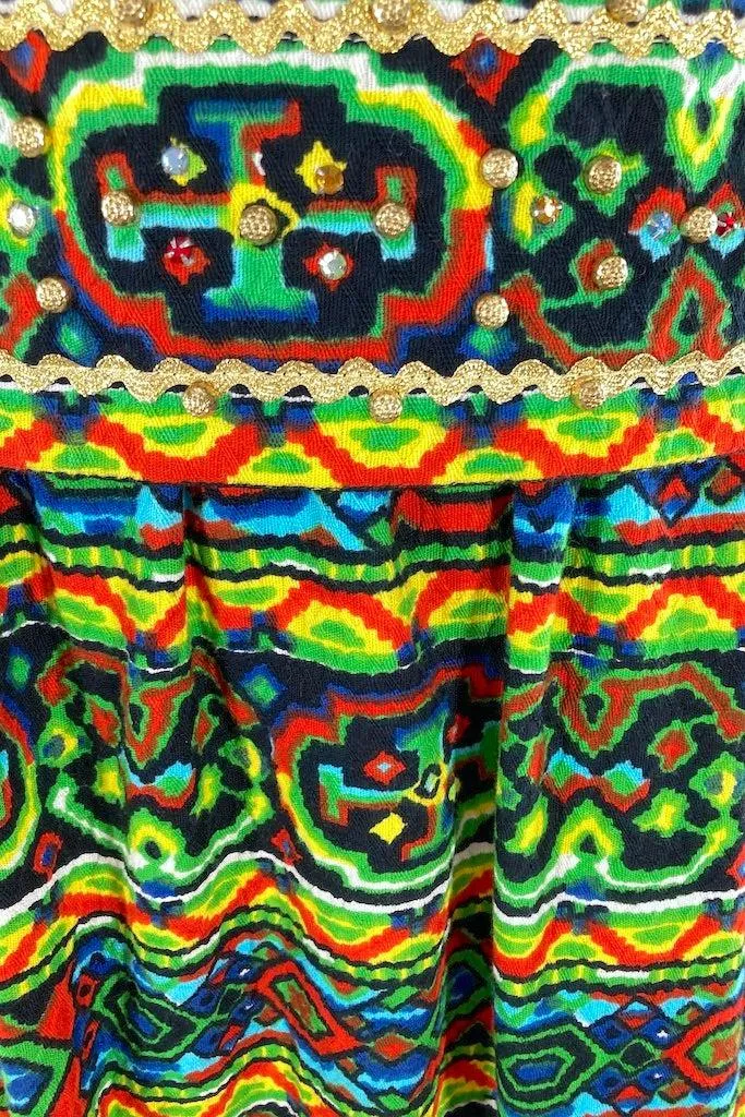 Vintage 1960s Rainbow Abstract Maxi Dress