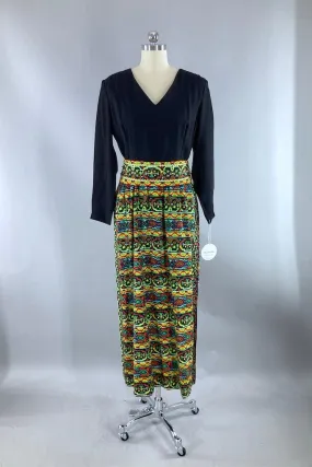 Vintage 1960s Rainbow Abstract Maxi Dress