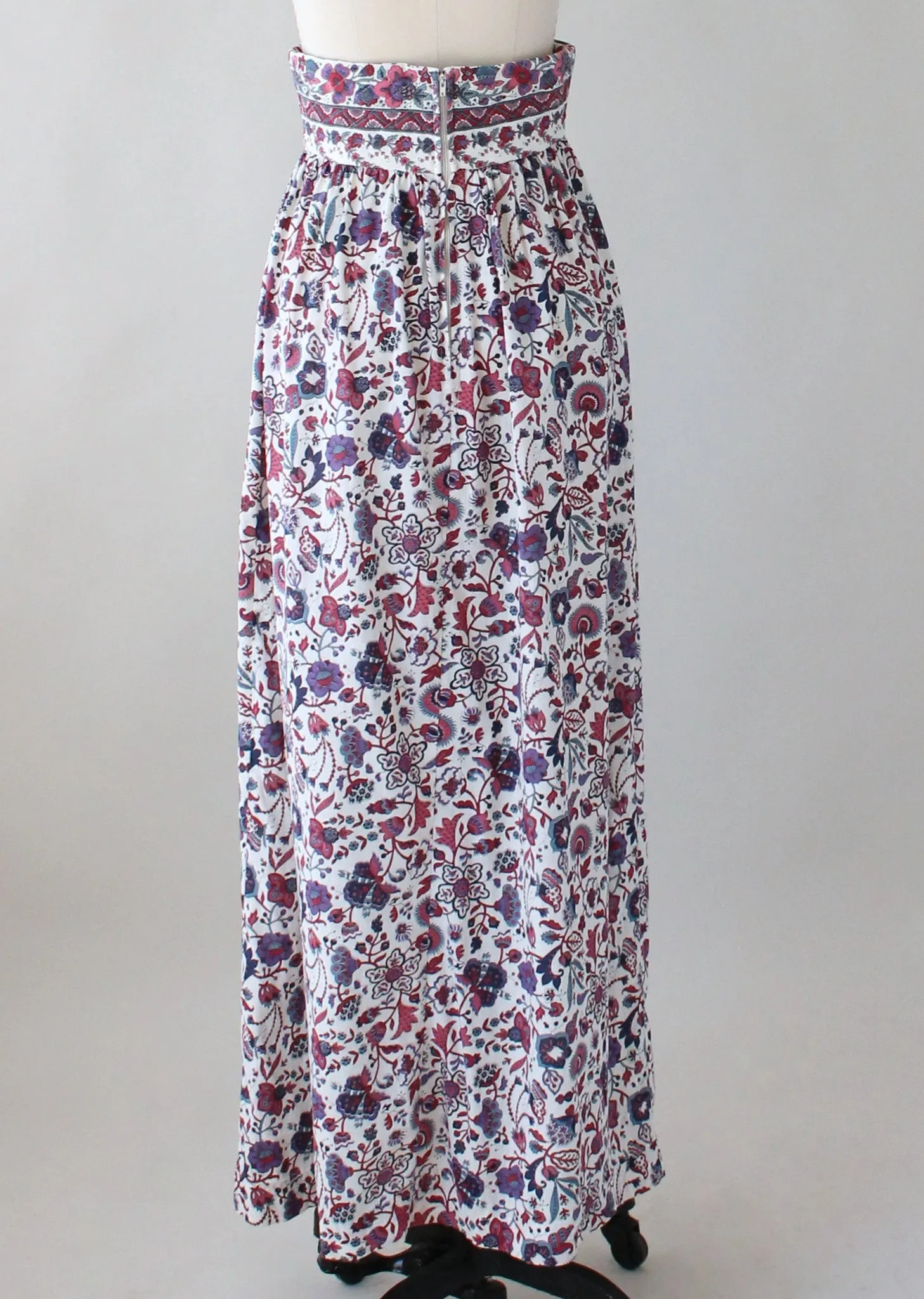 Vintage 1970s Indian Cotton Floral Maxi Skirt