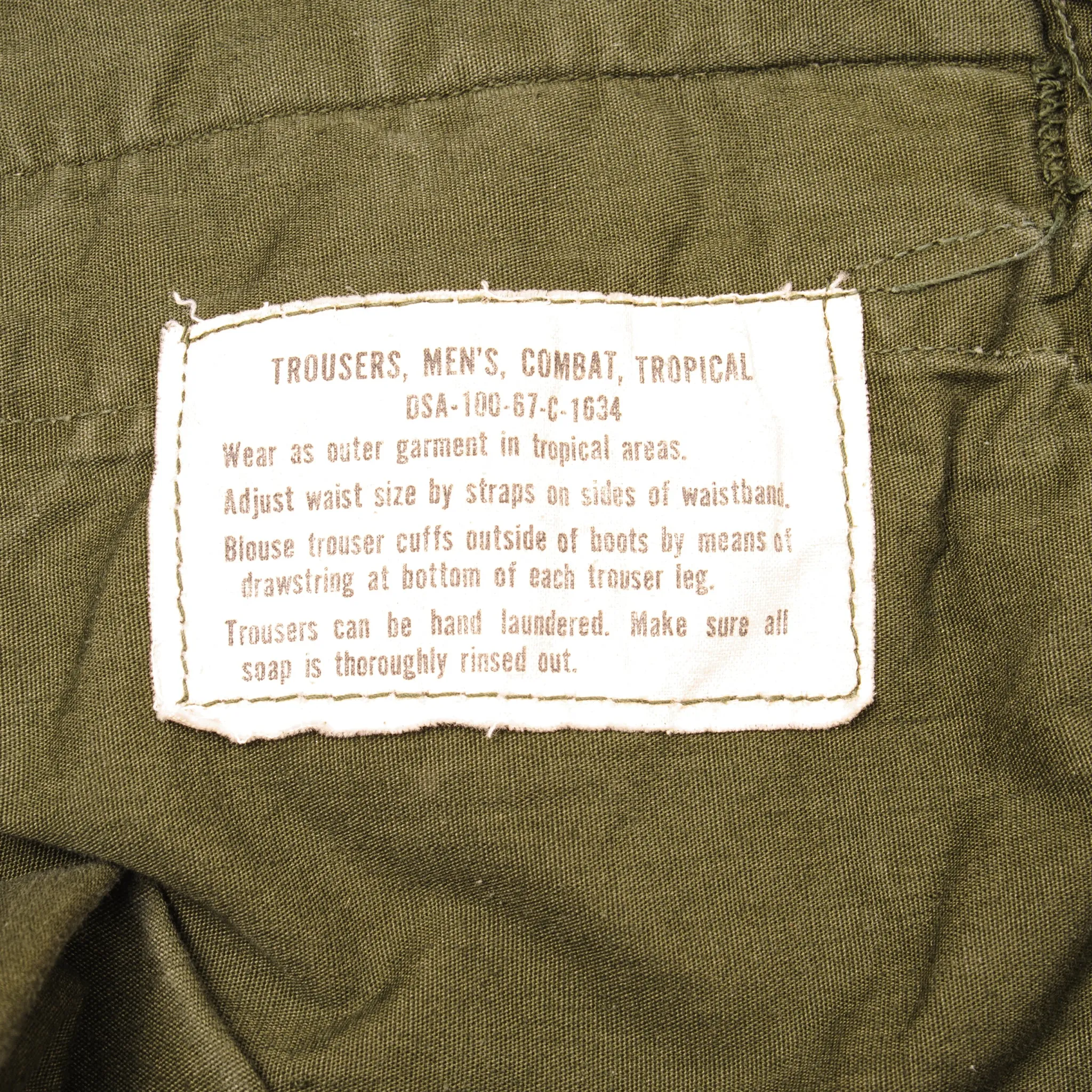 VINTAGE US ARMY TROPICAL COMBAT TROUSERS PANTS 4TH PATTERN 1967 VIETNAM WAR SIZE XL REG W42 L29.5