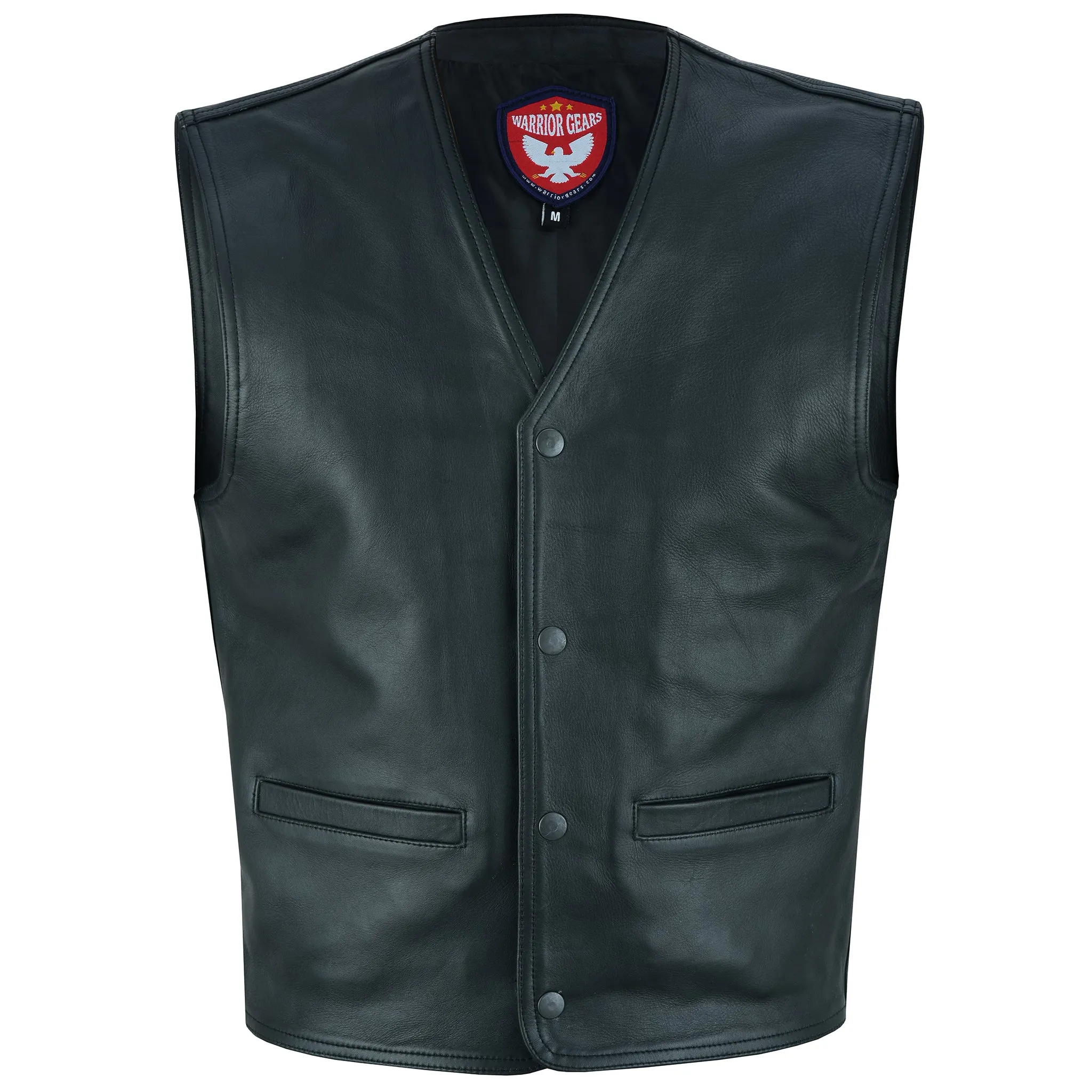 Warrior Gears  PREMIUM 1.1MM COWHIDE Genuine Leather Motorcycle Leather Vest | Genuine Leather Climax Lined Biker Waistcoat