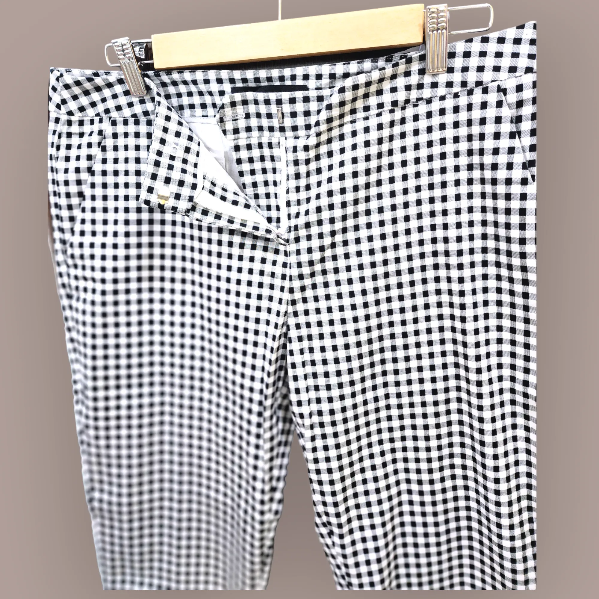 White Small Checks Pants