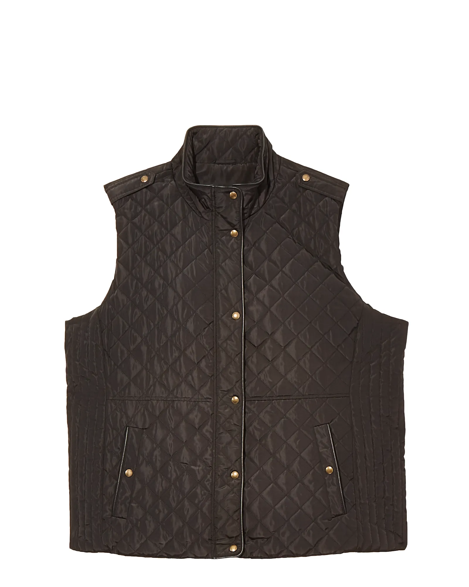 Winnipeg Quilted Vest with Faux Leather Accent | Black