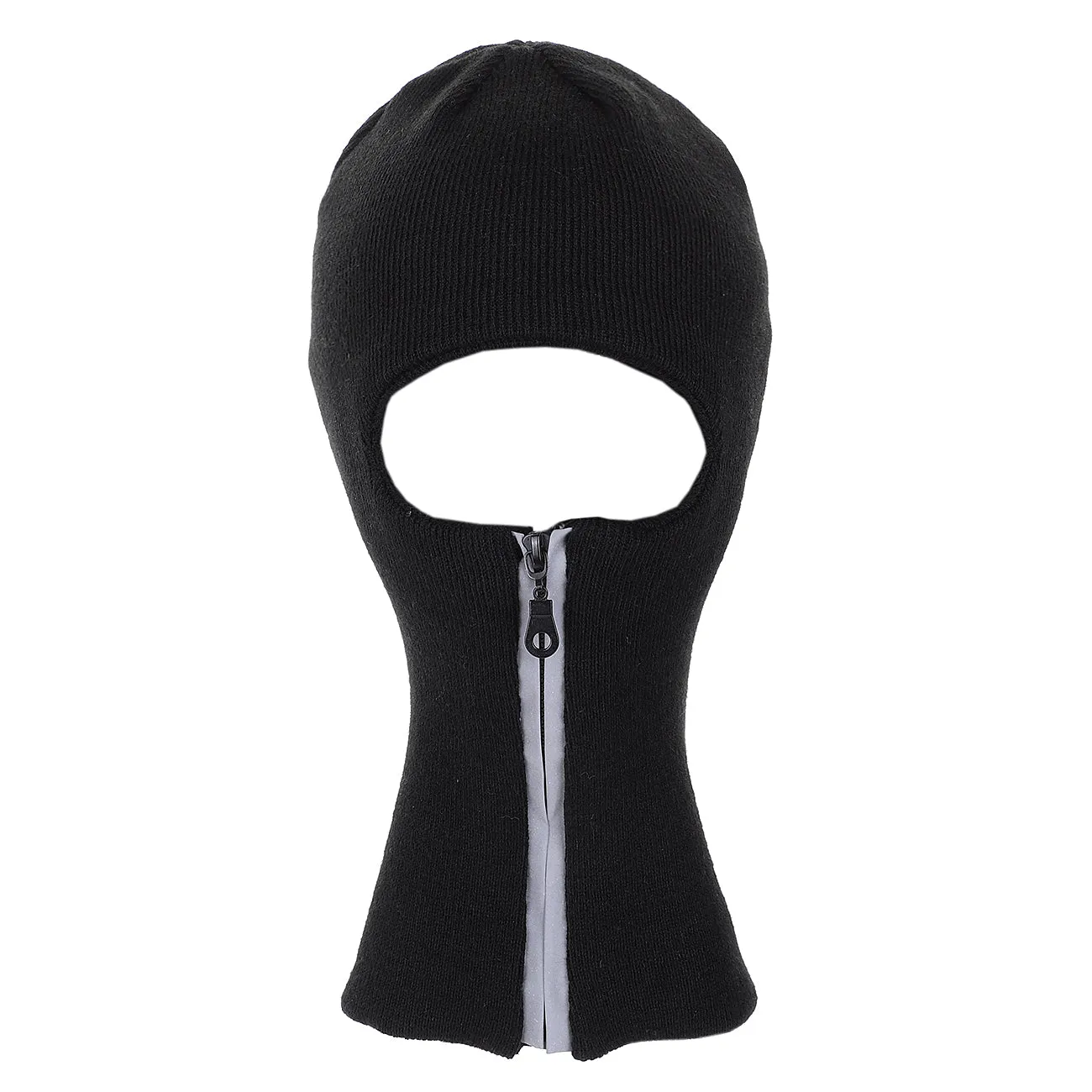 Winter Acrylic Knitted 1-Hole Zip-Up Reflector Ski Mask